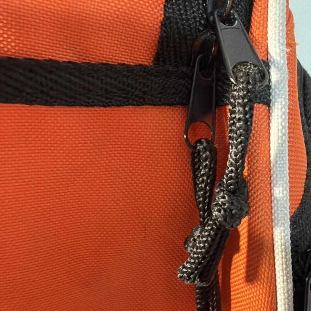 Backpack Large High Five Black Orange White W/Mesh Pocket Zipper Padded Straps